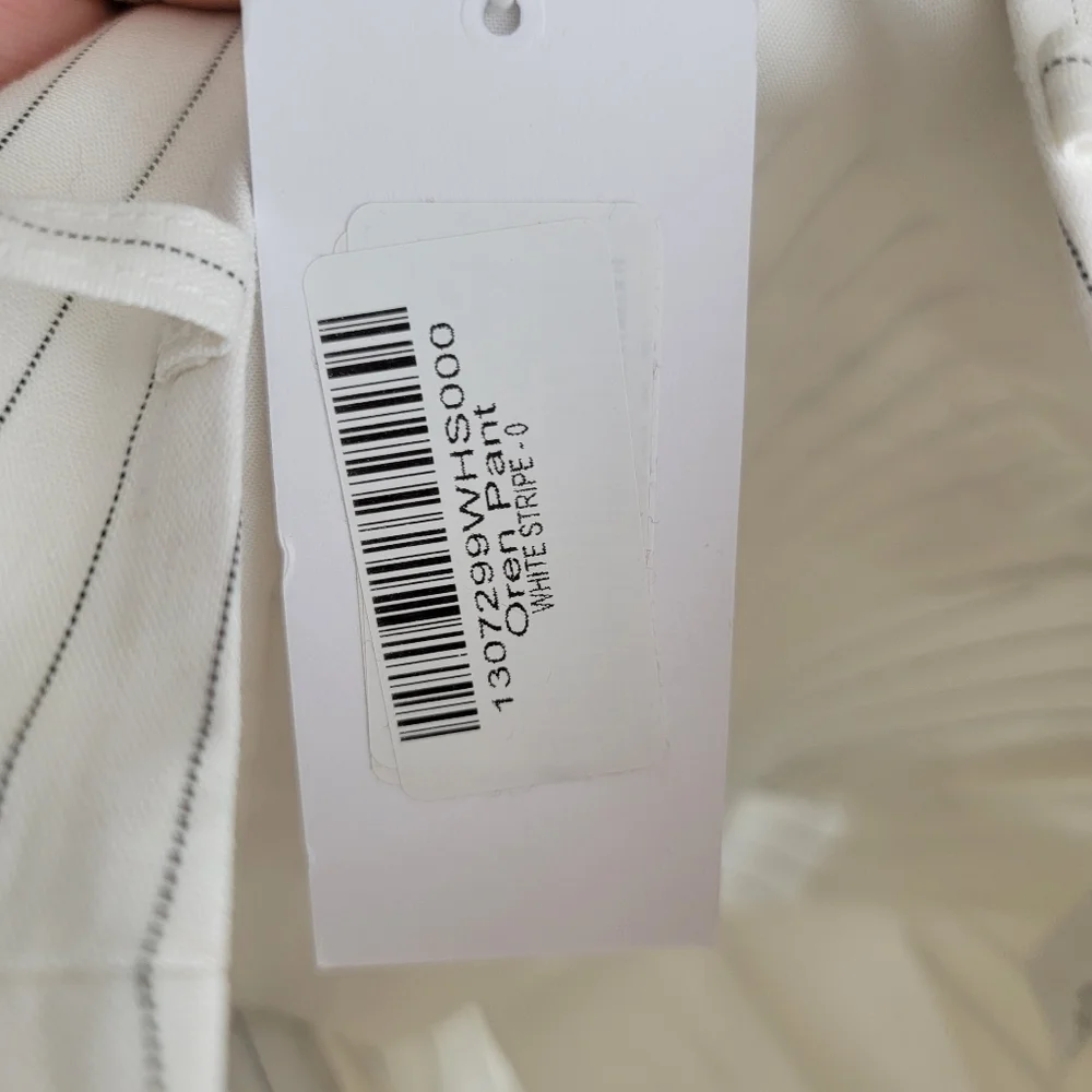 Reformation Oren Pant in White Stripe size 0 NWT